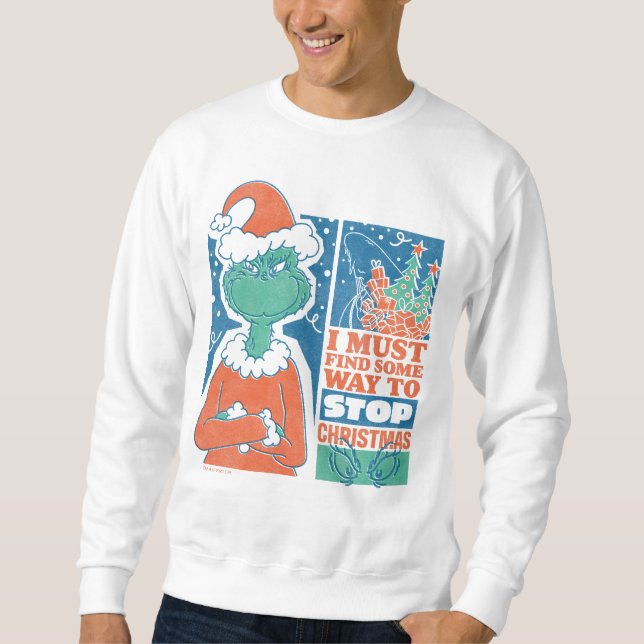 Sweatshirt Grinch | Arrêtez Noël Graphique Vintage (Devant)