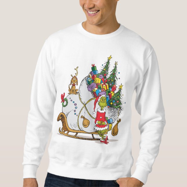 Sweatshirt Grinch Classique | Grinch & Max avec traîneau (Devant)