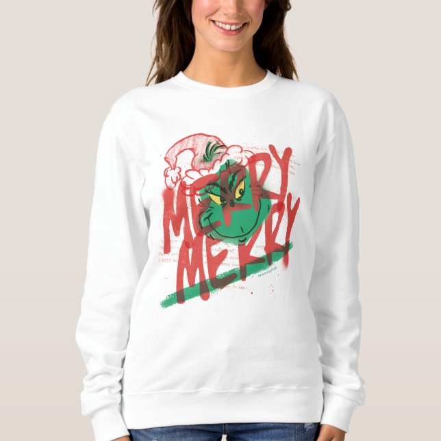 Sweatshirt Grinch | Grunge Graphique Joyeux Joyeux (Devant)