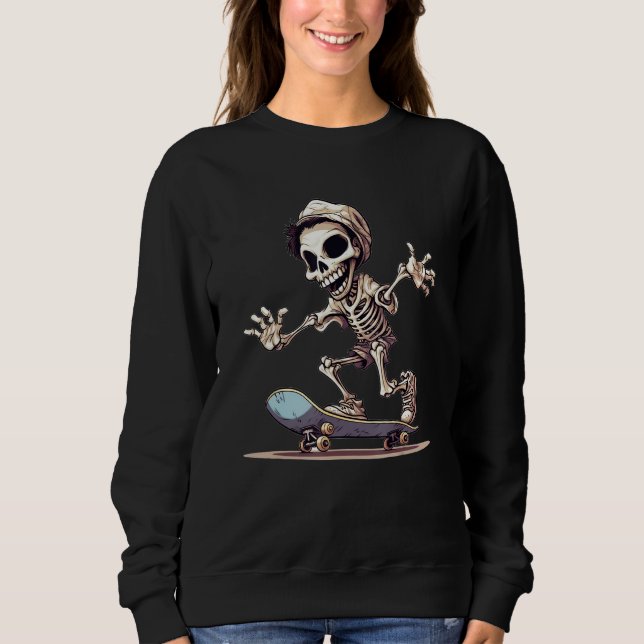 Sweatshirt Grinning Grind Skeleton Skater Graphic for Streetw (Devant)