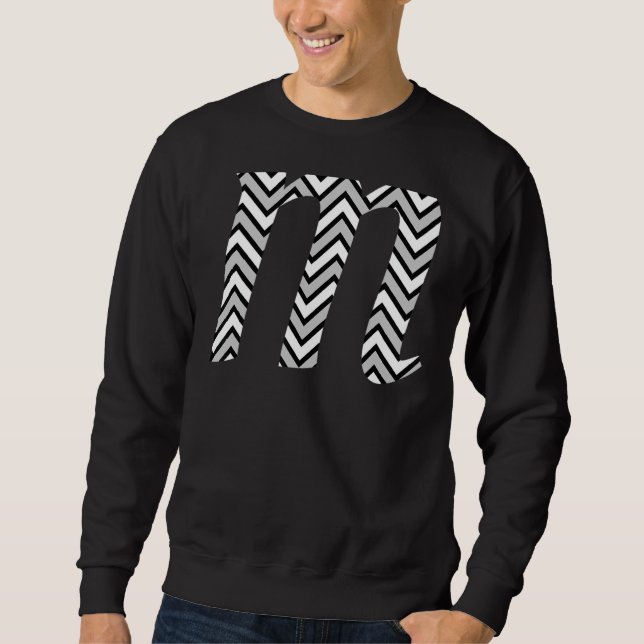 Sweatshirt Gris Chevron Blanc Zigzag Motif Monogramme initial (Devant)