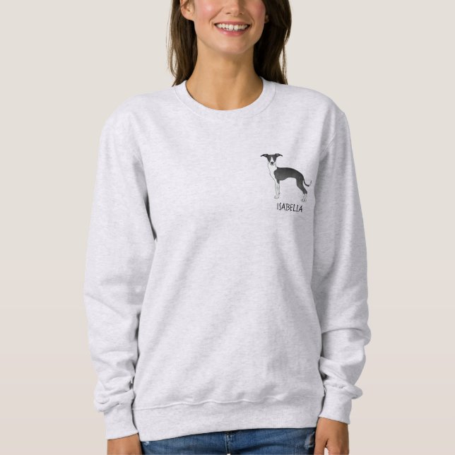 Sweatshirt Gris Italien Noir Et Blanc Avec Texte Personnalisé (Devant)