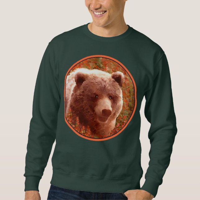Sweatshirt Grizzly Bear Cub dans Fireweed Peinture Art de la  (Devant)