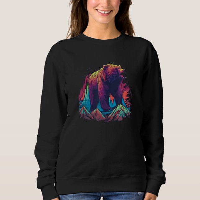 Sweatshirt Grizzly Bear Outdoor Nature Alaska Hunting Hiking (Devant)