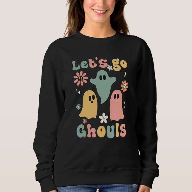 Sweatshirt Groovy Allons-y les Fantômes Fleur Fantôme Hippie  (Devant)