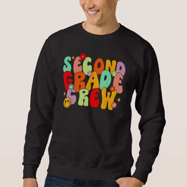 Sweatshirt Groovy Back To School Second Grade Crew First Day  (Devant)