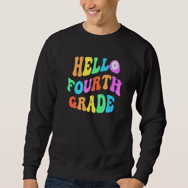 Sweatshirt Groovy Bonjour professeur de 4e année Violet Quatr (Devant)