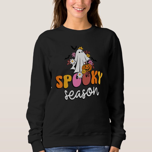Sweatshirt Groovy Ghost Spooky Season  Retro Halloween Costum (Devant)