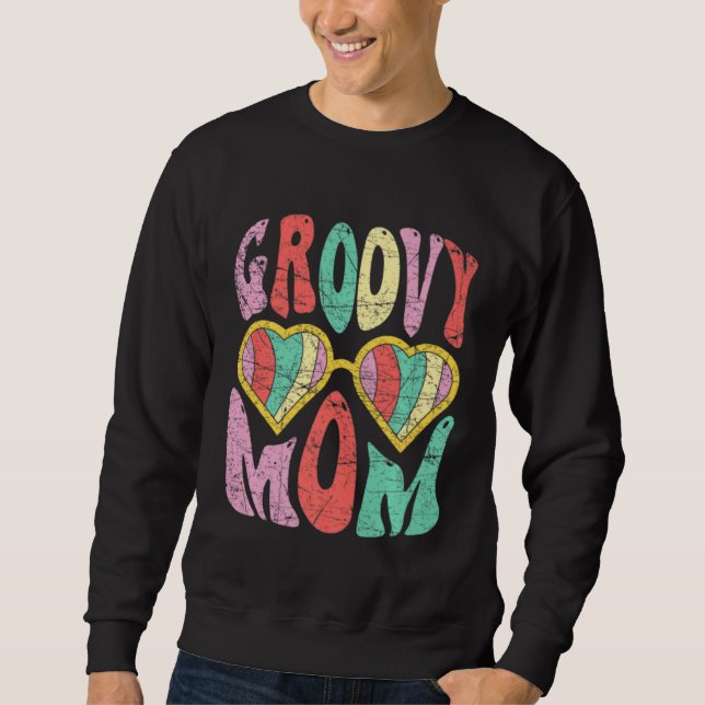 Sweatshirt Groovy Mom Retro 70s Aesthetic Heart Glasses Mothe (Devant)