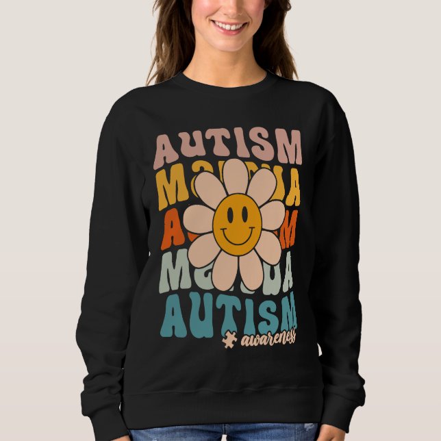Sweatshirt Groovy Retro Autism Awareness Month Puzzle Piece S (Devant)