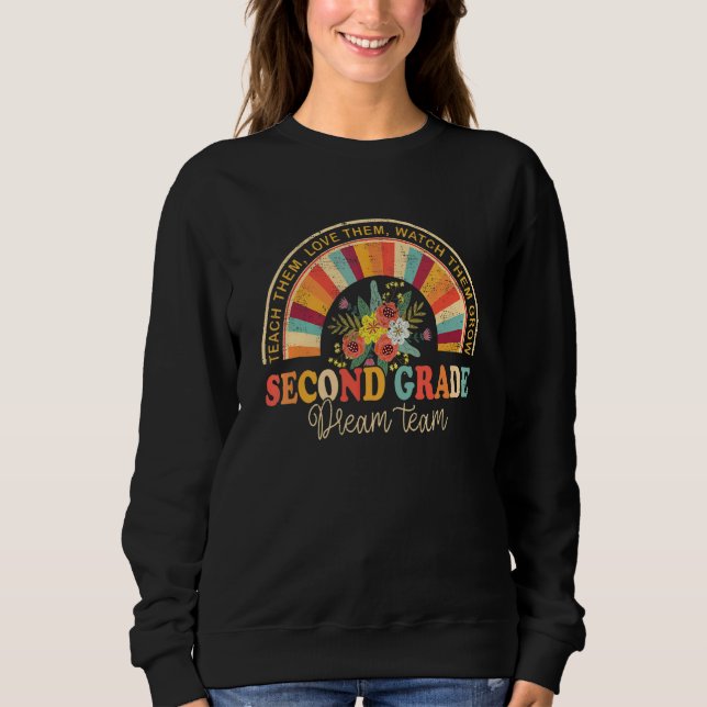 Sweatshirt Groovy Second Grade Vibes Team Retro Back To Schoo (Devant)