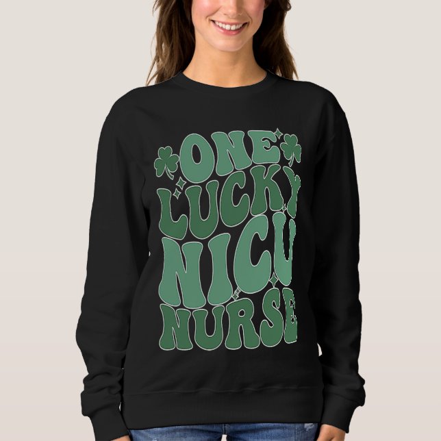 Sweatshirt Groovy St Patrick's Day NICU Nurse Shamrock NICU N (Devant)