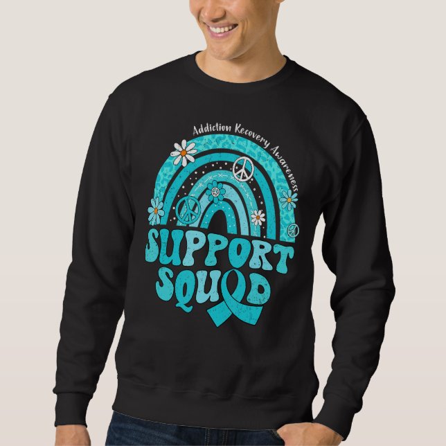 Sweatshirt Groovy Support Squad Rainbow Addiction Recovery Aw (Devant)