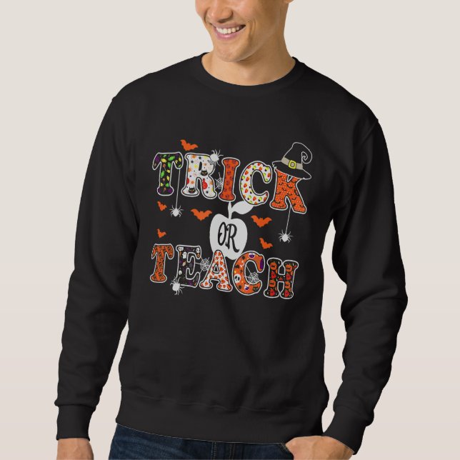 Sweatshirt Groovy Trick Or Teach Teacher Halloween Costume 20 (Devant)