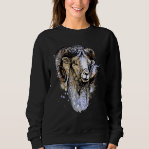 Sweatshirt Grosse Corne Mouton Mouton Tête Corne Artistique C