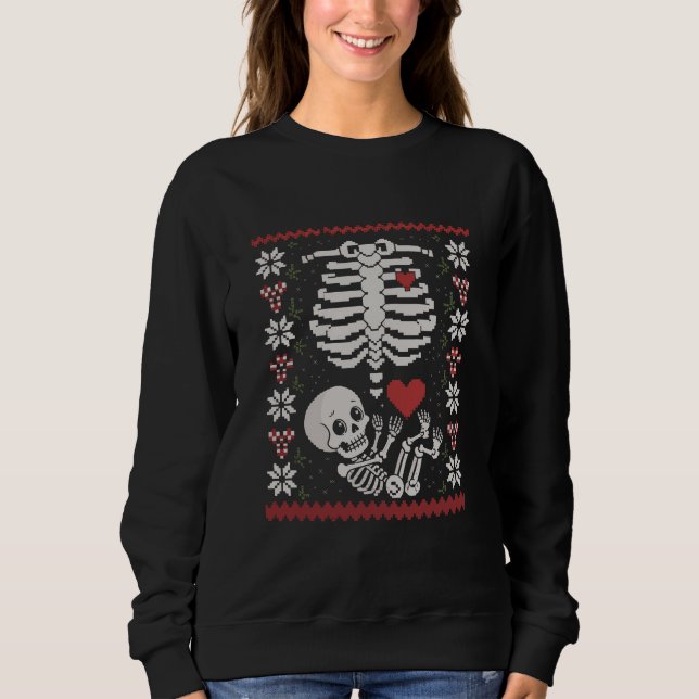 Sweatshirt Grosse Enceinte moche Sweaters de Noël Crâne (Devant)
