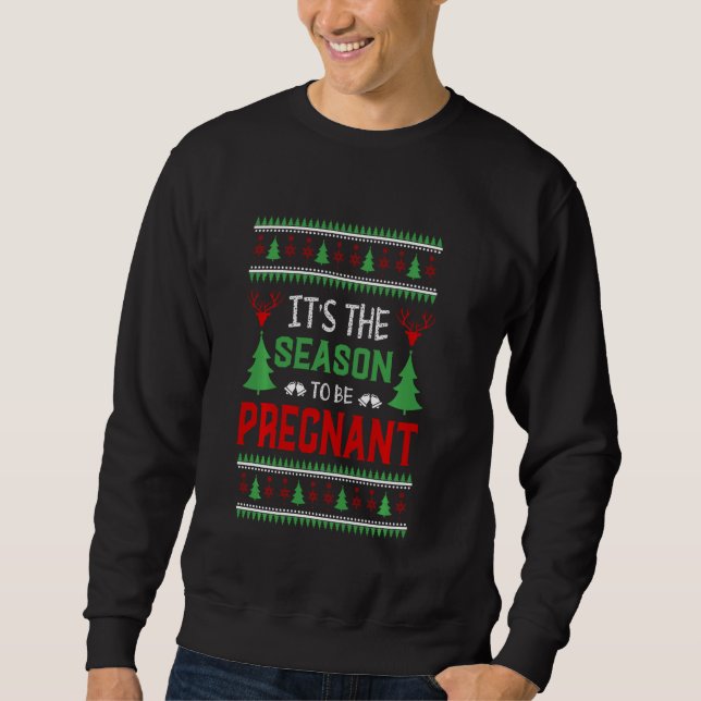 Sweatshirt Grossesse mignonne Faire-part laide doux Noël (Devant)