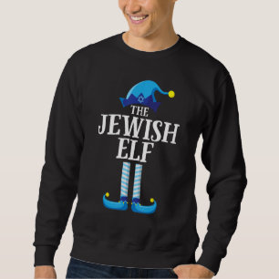 Sweatshirt Groupe familial de jumelage bleu-bleu juif Noël Pa