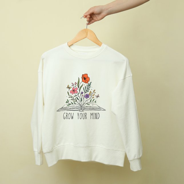 Sweatshirt Grow your mind Boho Wildflower and book (Créateur téléchargé)