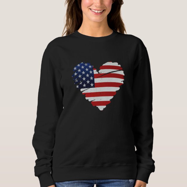 Sweatshirt Grunge Heart USA Flag Patriotic Valentine's Day (Devant)