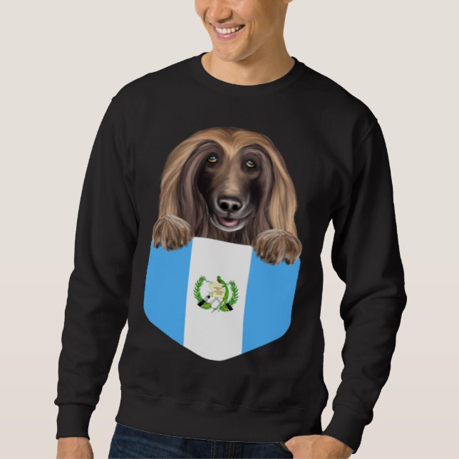 Sweatshirt Guatemala Flag Afghan Hound Dog In Pocket (Devant)