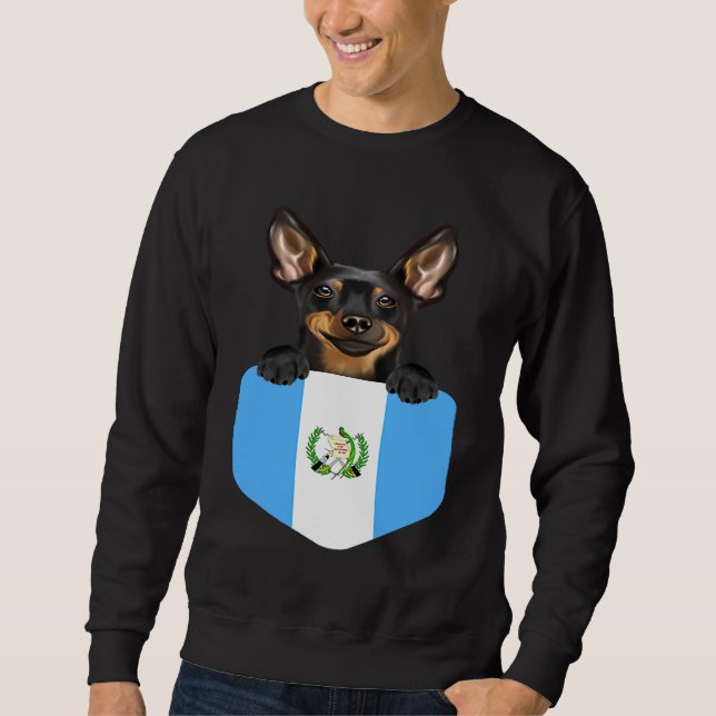 Sweatshirt Guatemala Flag Miniature Pinscher Dog In Pocket (Devant)