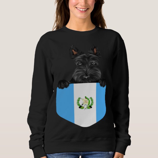 Sweatshirt Guatemala Flag Scottish Terrier Dog In Pocket (Devant)