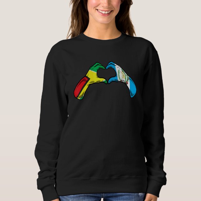 Sweatshirt Guatemala Guyana Drapeau Guatémaltèque Guyanais Cœ (Devant)