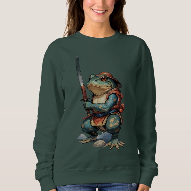 Sweatshirt Guerrier Grenouille Samouraï avec Katana (Devant)