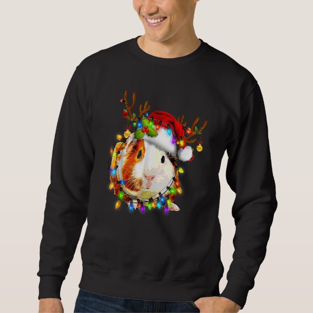 Sweatshirt Guinea Pig Christmas Reindeer Christmas Lights Paj (Devant)
