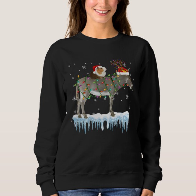 Sweatshirt Guinea Pig Riding Donkey Reindeer Santa Christmas  (Devant)