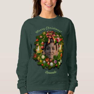 Sweatshirt Guirlande de Noël customisée avec votre photo