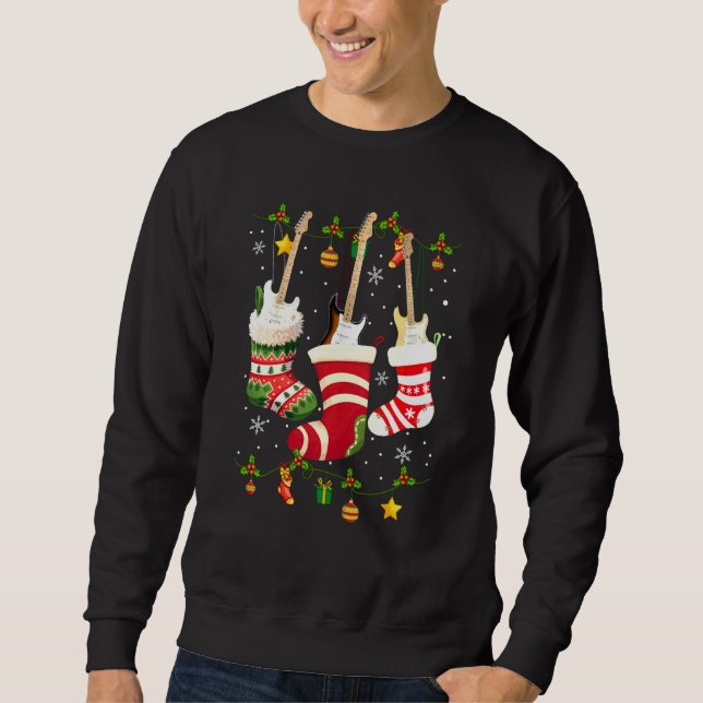Sweatshirt Guitar Socks Christmas Light Funny Guitarist Famil (Devant)