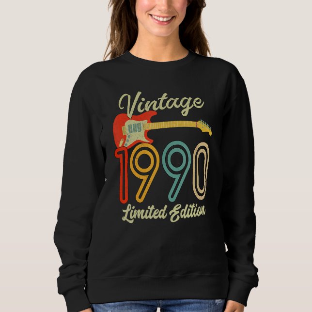 Sweatshirt Guitare 32 ans Vintage 1990 (Devant)