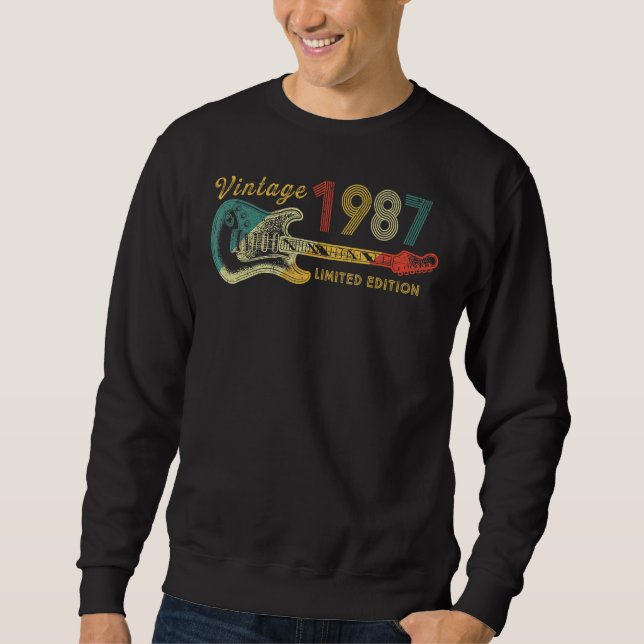 Sweatshirt Guitare 35 ans Vintage 1987 (Devant)