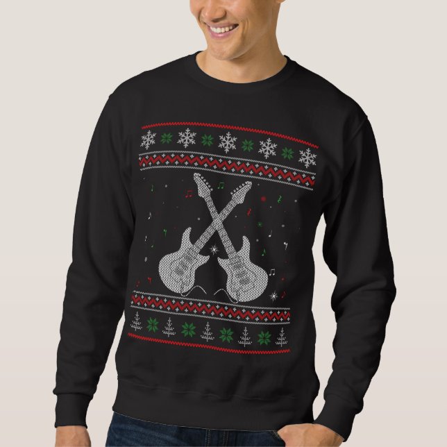 Sweatshirt Guitare électrique style laide de Noël (Devant)