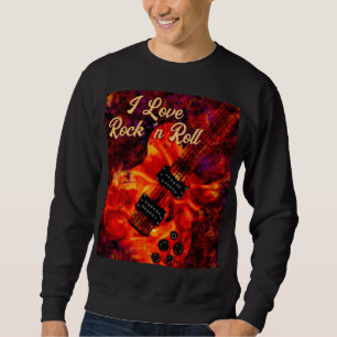 Sweatshirt Guitare électrique sur feu Rouge Black Love Rock n
