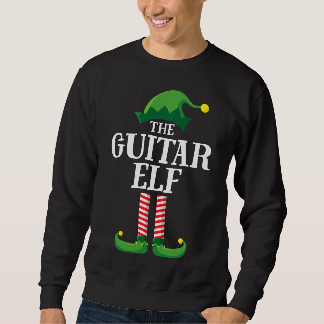 Sweatshirt Guitare Elf Correspondance Famille Groupe Noël (Devant)