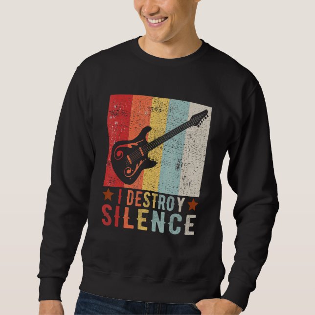 Sweatshirt Guitare Instrument I Détruis Silence blanc 1 (Devant)