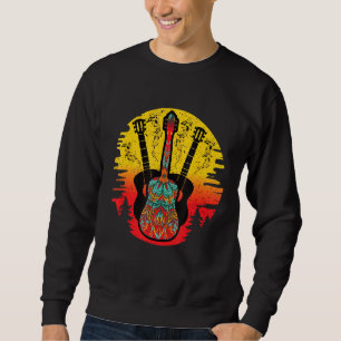 Sweatshirt Guitare Retro Sunset - Guitariste Et Musicien