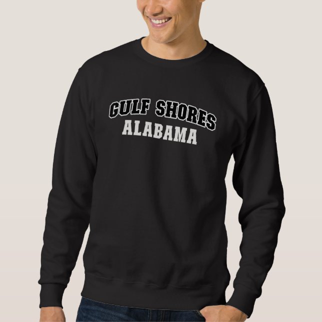 Sweatshirt Gulf Shores Alabama Black White Athletic Lettering (Devant)