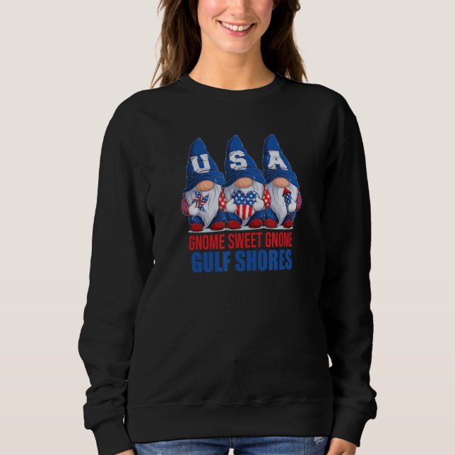Sweatshirt Gulf Shores Alabama Gnome Gnome Sucré Drapeau Amér (Devant)