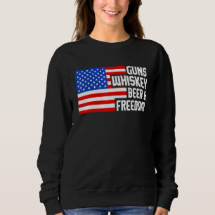 Sweatshirt Guns Whiskey Beer Freedom 2e Amendement Drapeau Pa