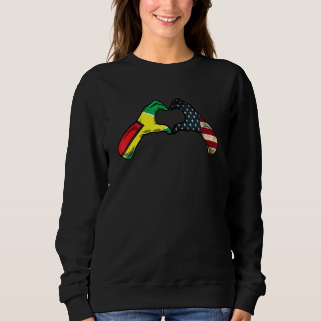 Sweatshirt Guyana American USA Flag - USA Guyanese Heart (Devant)
