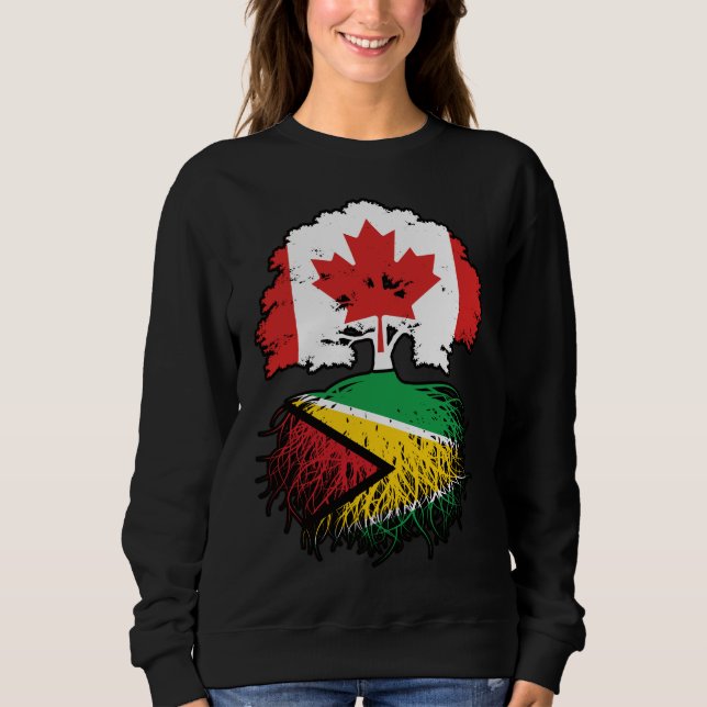 Sweatshirt Guyana Guyane Drapeau canadien des racines d'arbre (Devant)