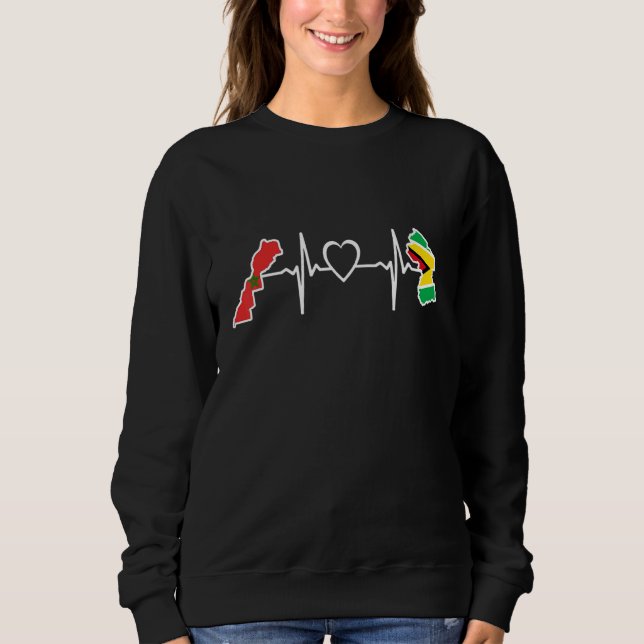 Sweatshirt Guyana Morocco Flag Guyanese Moroccan Heartbeat (Devant)