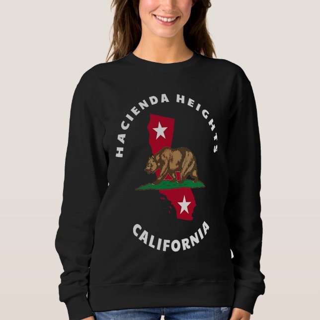 Sweatshirt Hacienda Heights California CA Flag and Bear Badge (Devant)