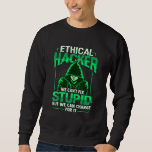Sweatshirt Hacker blanc Casquette pirate informatique sécurit