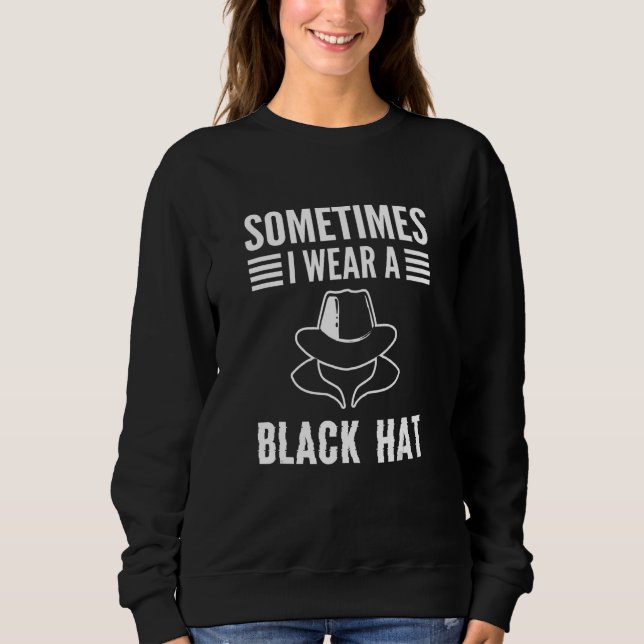 Sweatshirt Hacker Casquette blanc. Cyber Guerrier. Cybersécur (Devant)