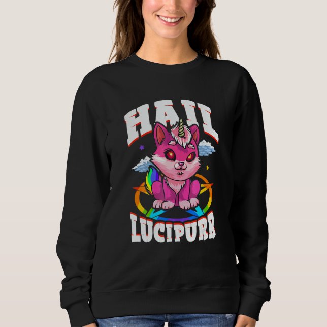 Sweatshirt Hail Lucipurr Cat Rainbow Unicorn Kitty Satanic (Devant)